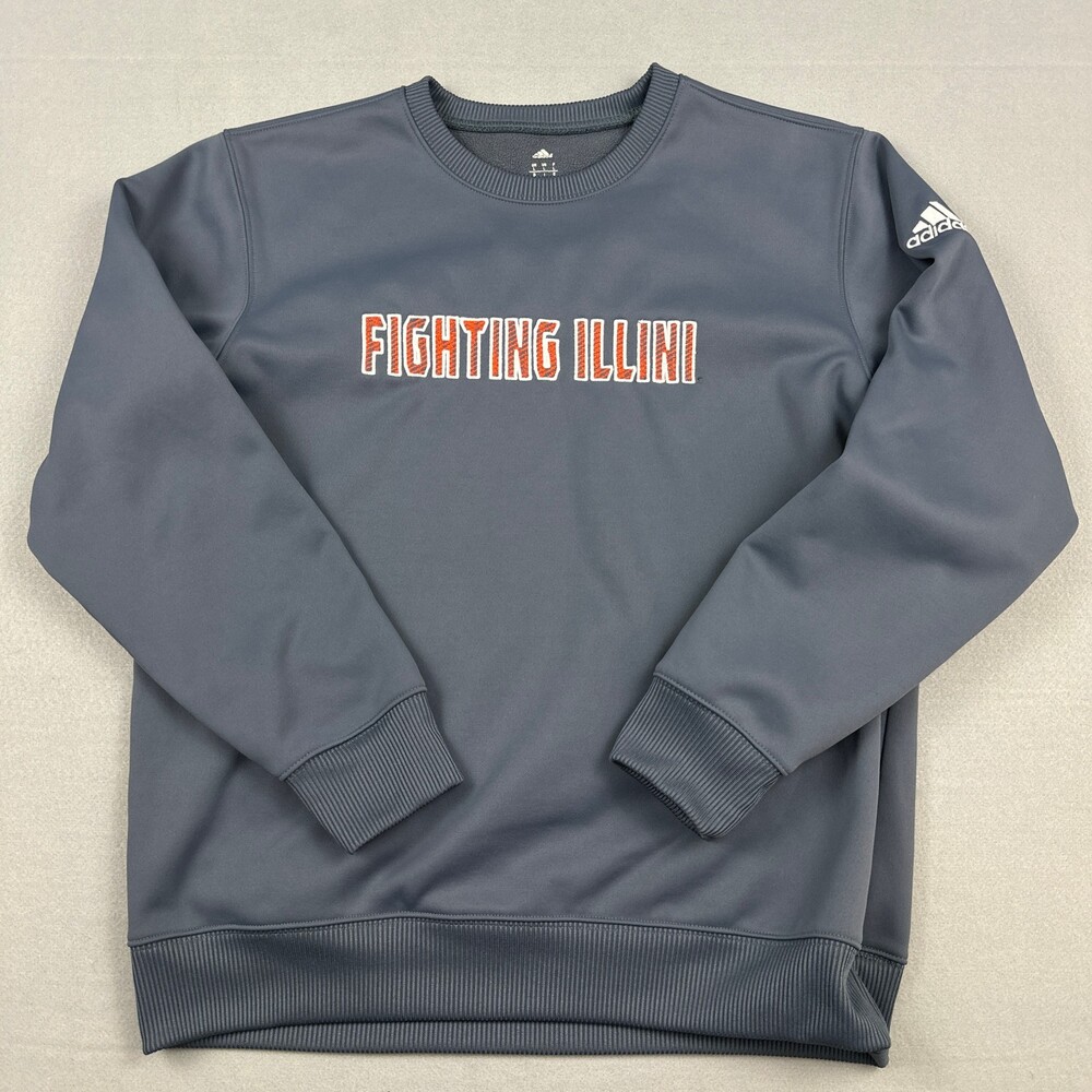 Illinois Fighting Illini Sweater Men Large Gray Adidas Climawarm Basketball L